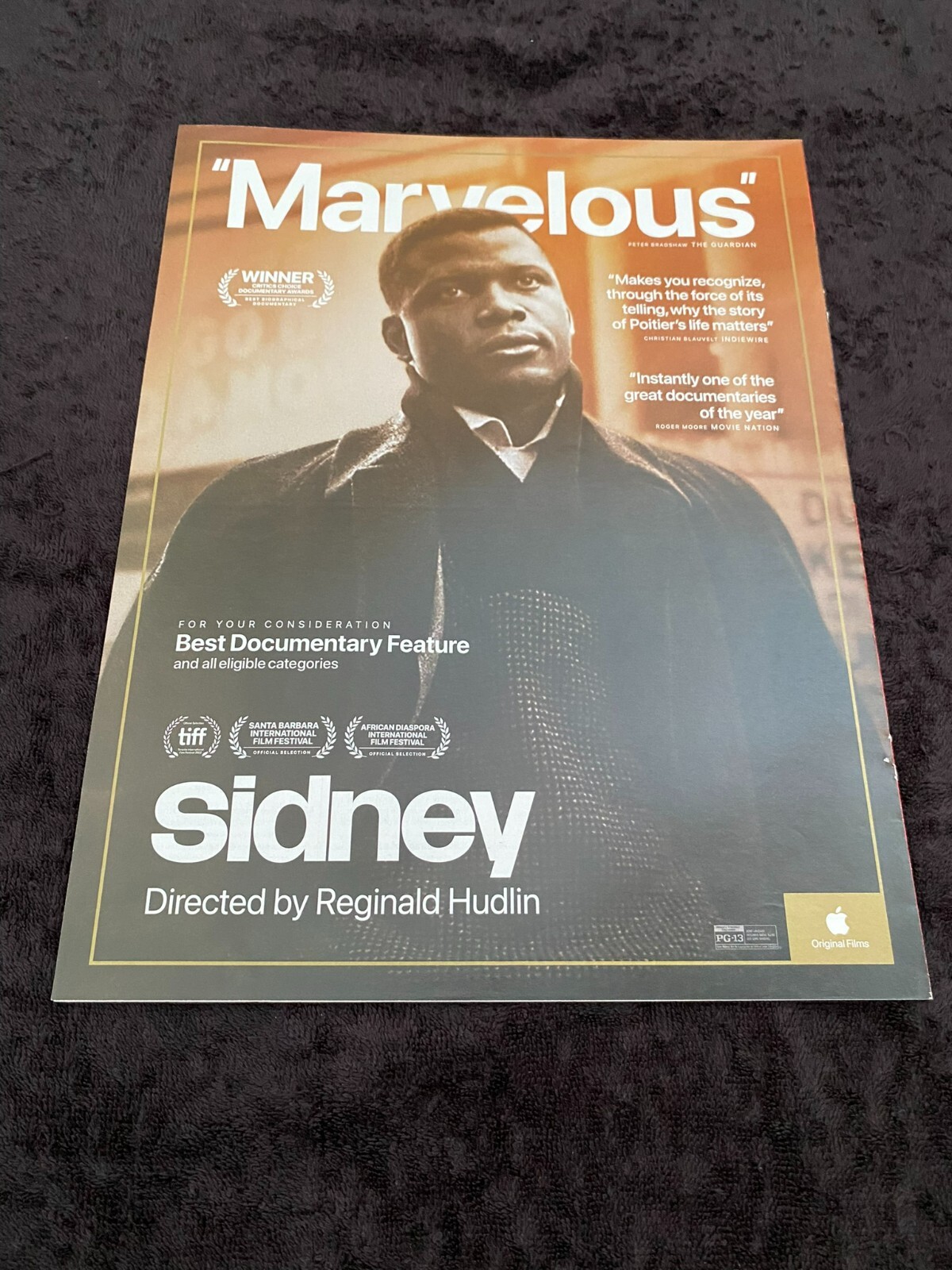 SIDNEY 2023 Oscar ad for Best Documentary Feature of Sidney Poitier “Marvelous”