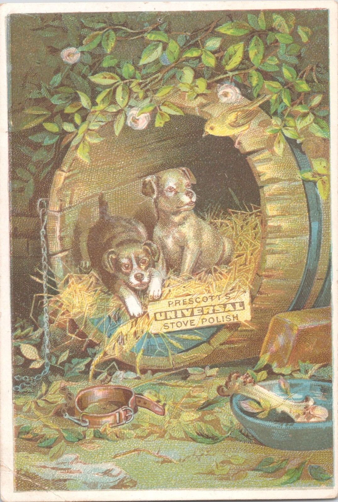 Prescott’s Universal Stove Polish – North Berwick, ME – Victorian Trade Card