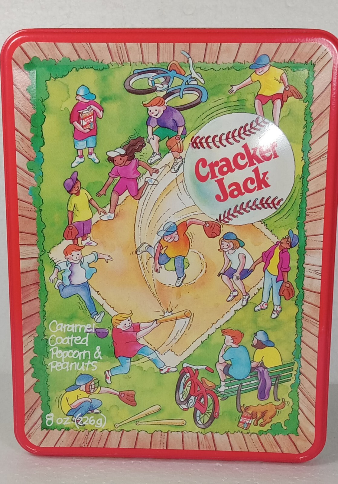 Cracker Jack Metal Tin 3 .5″ H x 6 W x 8 L Baseball Field Limited Edition 1994