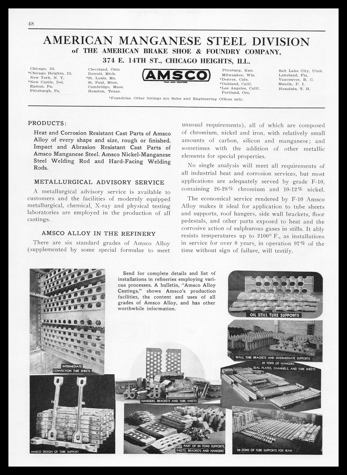 1939 American Manganese Steel Division Photos AMSCO Brake Shoe Foundry Print Ad
