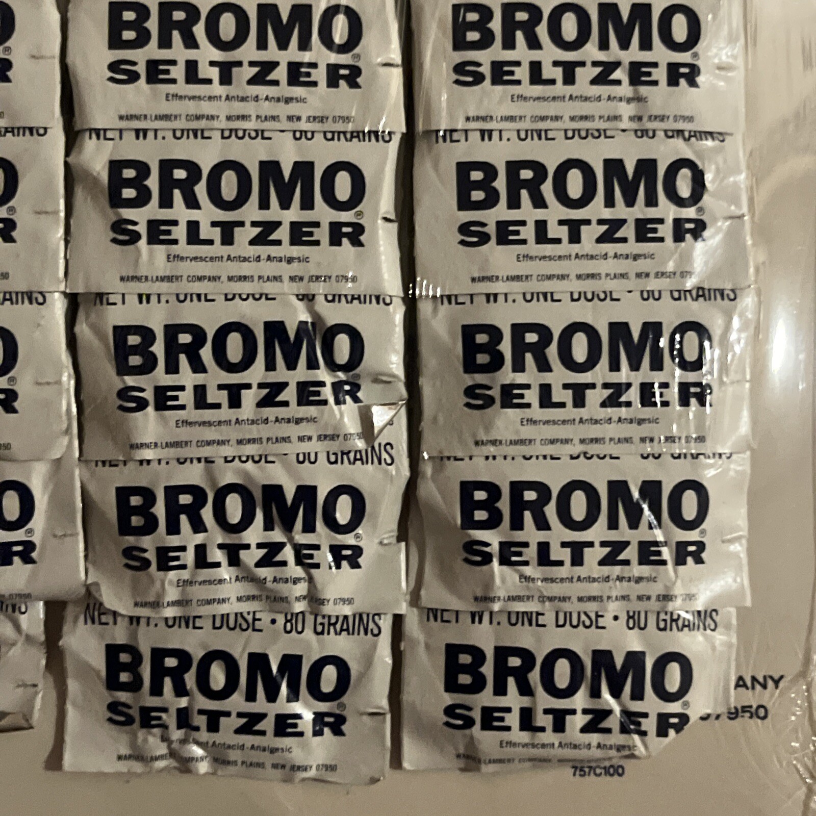 Vintage Bromo Seltzer (24) Tablets Pharmacy Foil Packs Counter Display NOS Stock