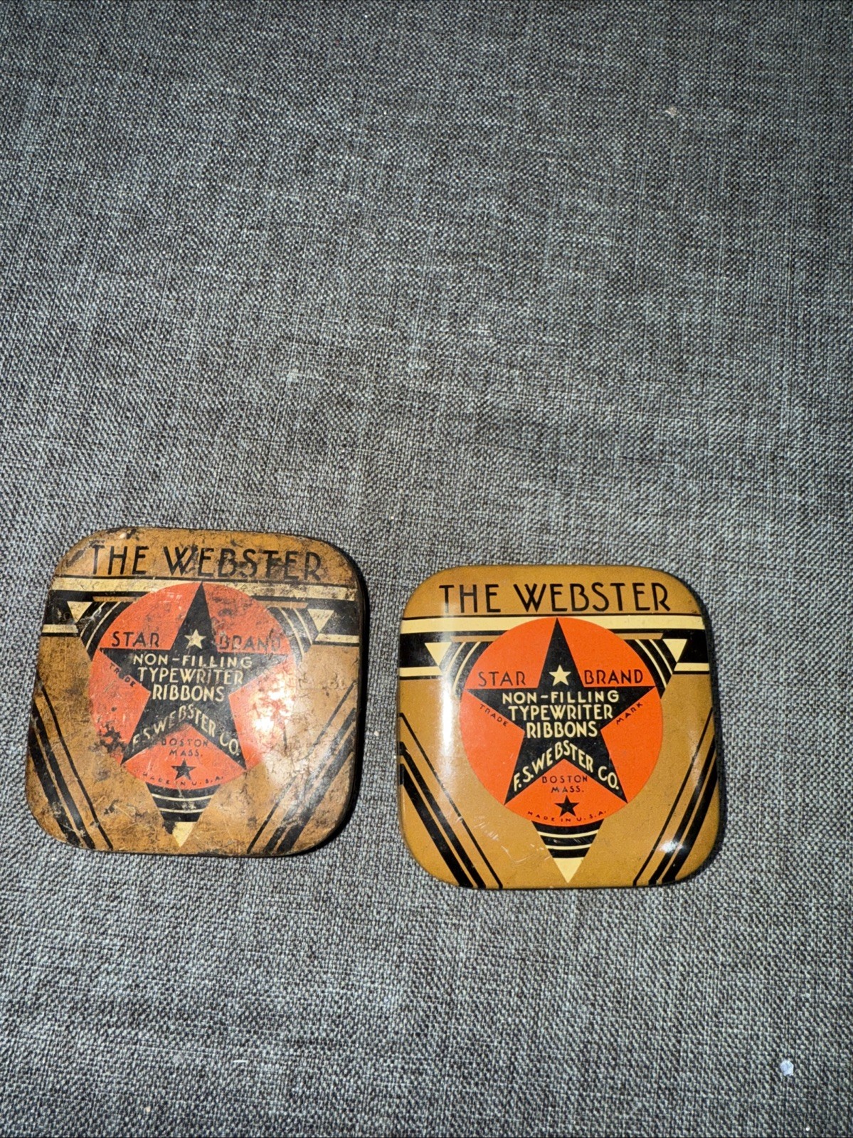 2 Vintage The Webster Star Brand Typewriter Ribbon Tin HINGED