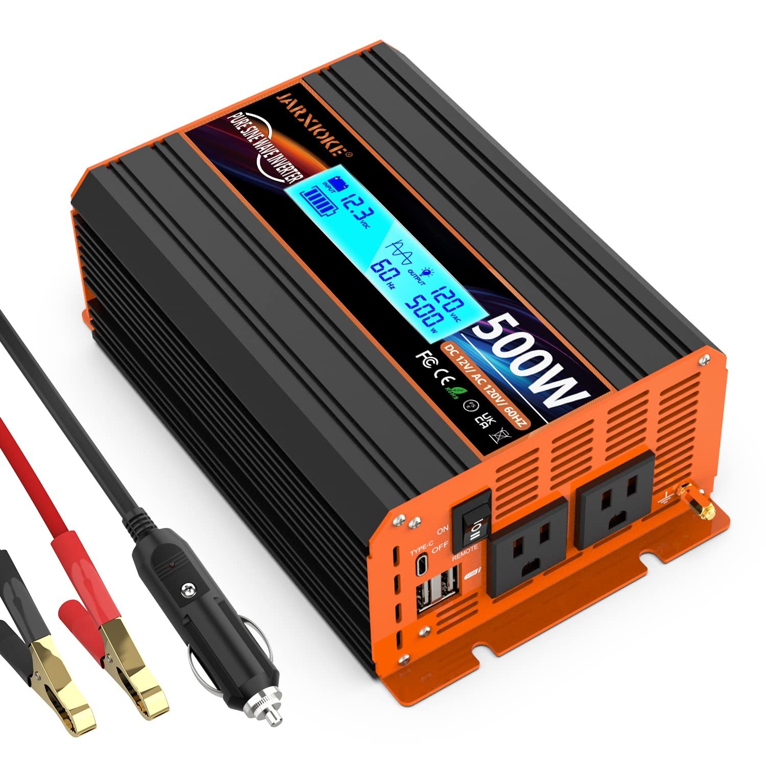 500 Watt Pure Sine Wave Power Inverter 12V DC to 110V 120V Converter for Home…