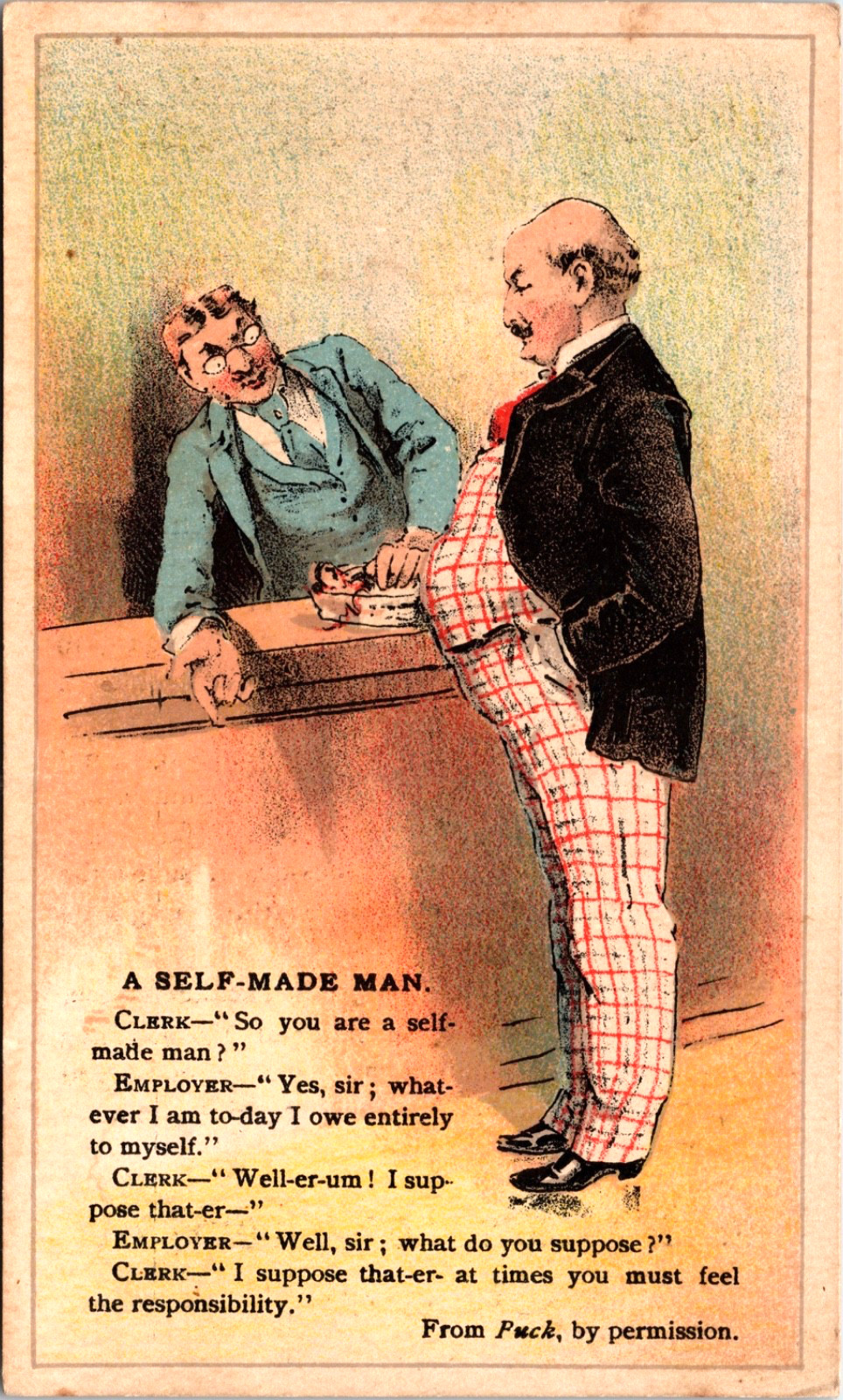 Vintage Arbuckles Ariosa Coffee Self-Made Man, Clerk, Job Victorian Trade Card