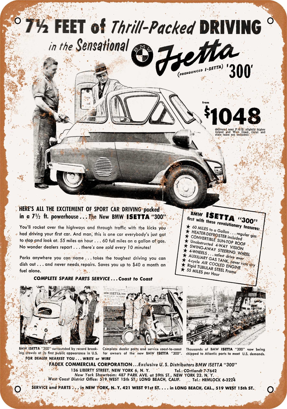 Metal Sign – 1957 BMW Isetta 300 – Vintage Look Reproduction