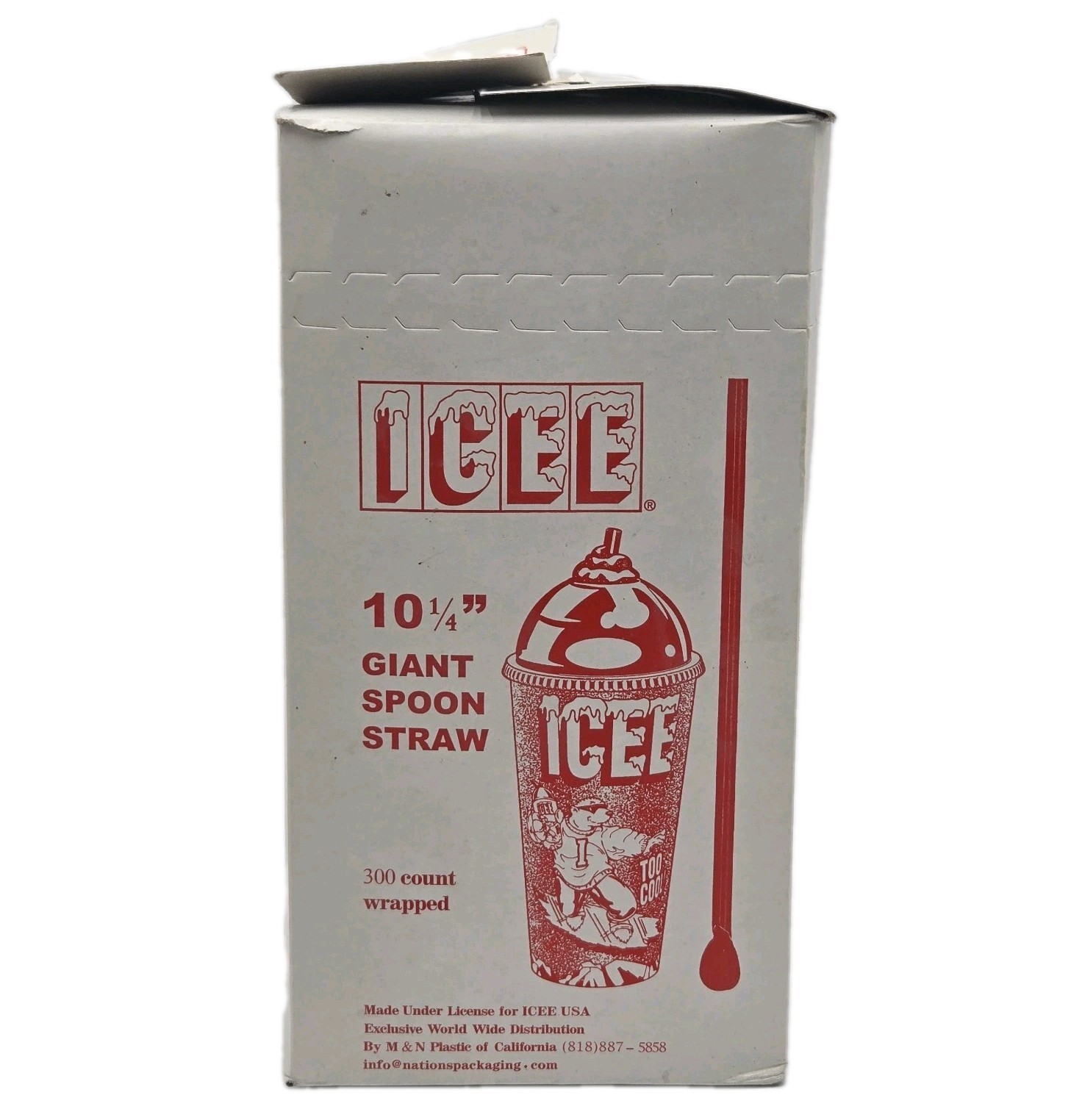 ICEE Brand 10 3/4″ Wrapped Spoon Straws 300 count Slush Puppy Advertising Box