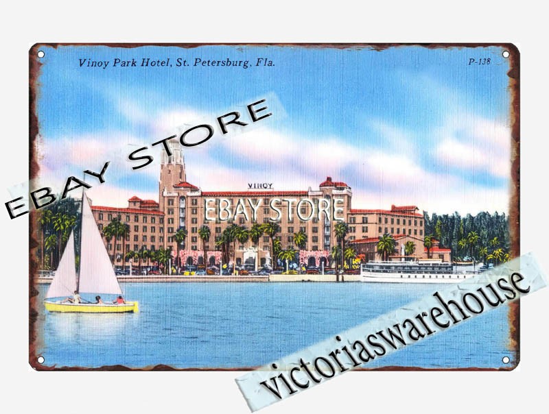 1930-45 Vinoy Park Hotel, St. Petersburg, Florida tin sign home bar club shop
