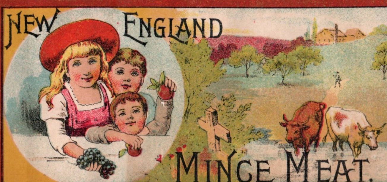 1870s-80s Thin Victorian Label Or Trade Card New England Mince Meat #2 P232