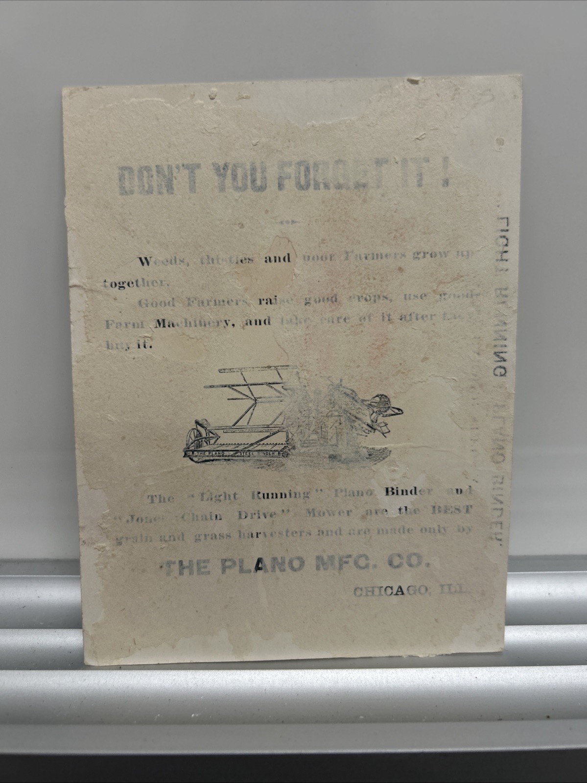 Victorian Late 1800s Plano Binder Trading Card