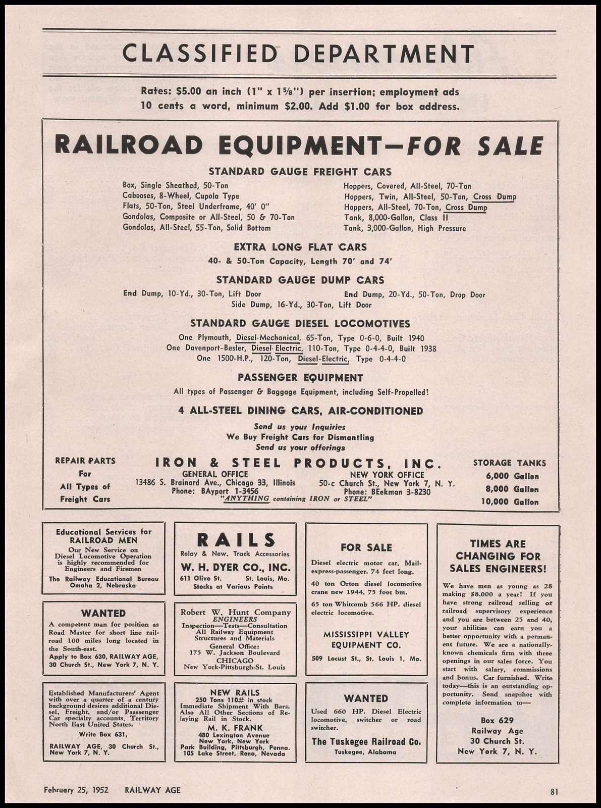 1952 Tuskegee Railroad Co Alabama Wanted 660 HP Diesel Locomotive Train Print Ad