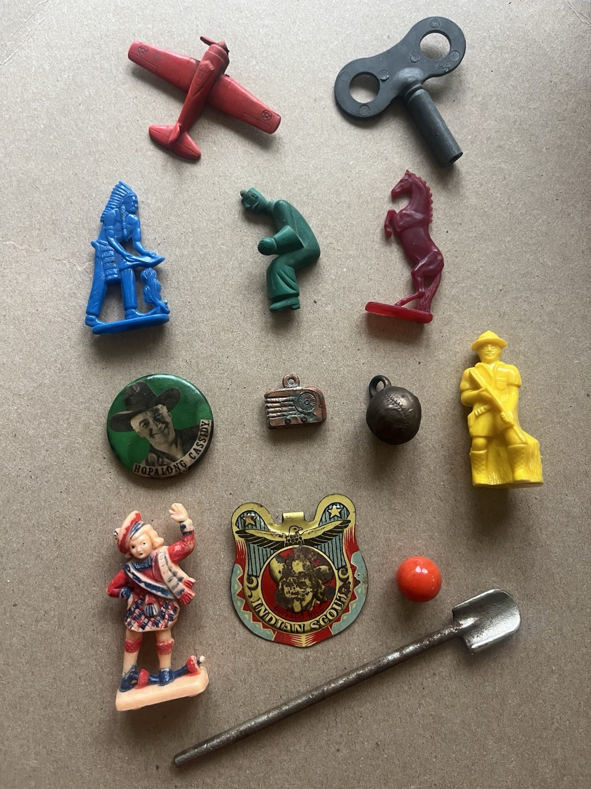 Vintage Cracker Jack Gumball Machine Premium Prizes Toys Skate Key Junk Drawer