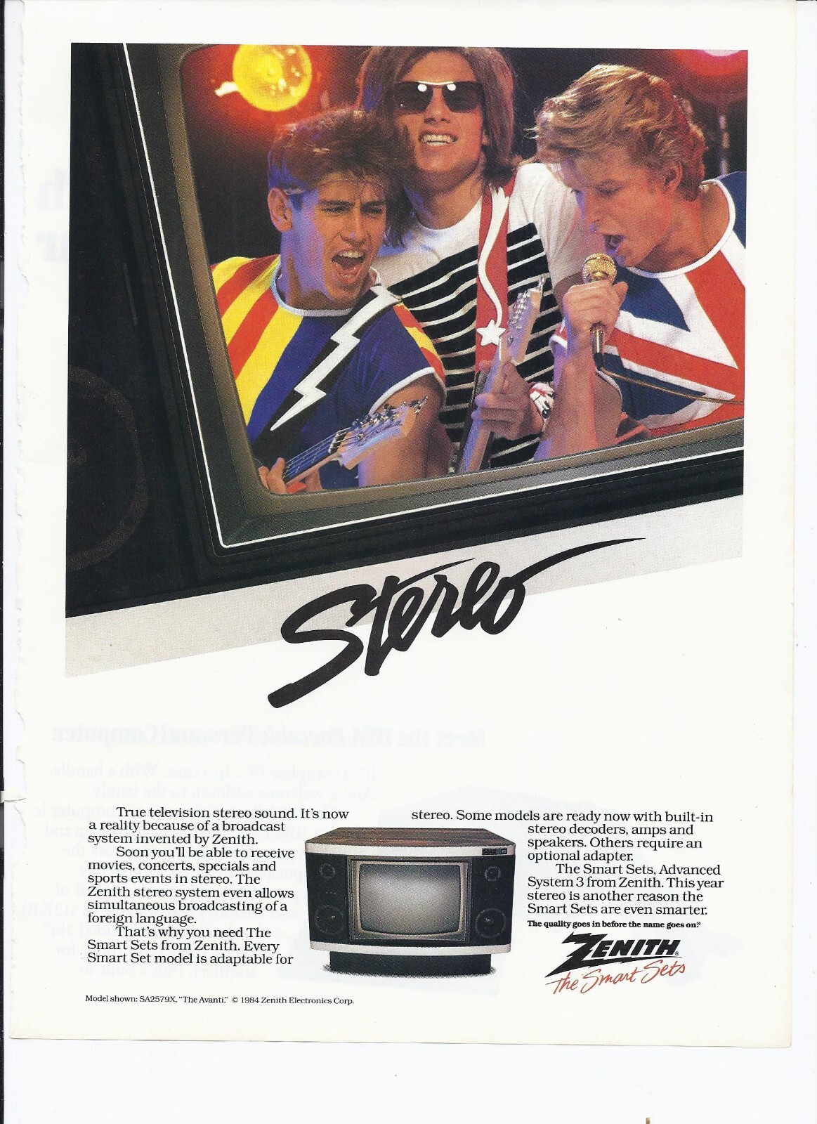 1984 Zenith TV Print Ad Vintage Electronics The Avanti SA2579X 8.5″ x 11″
