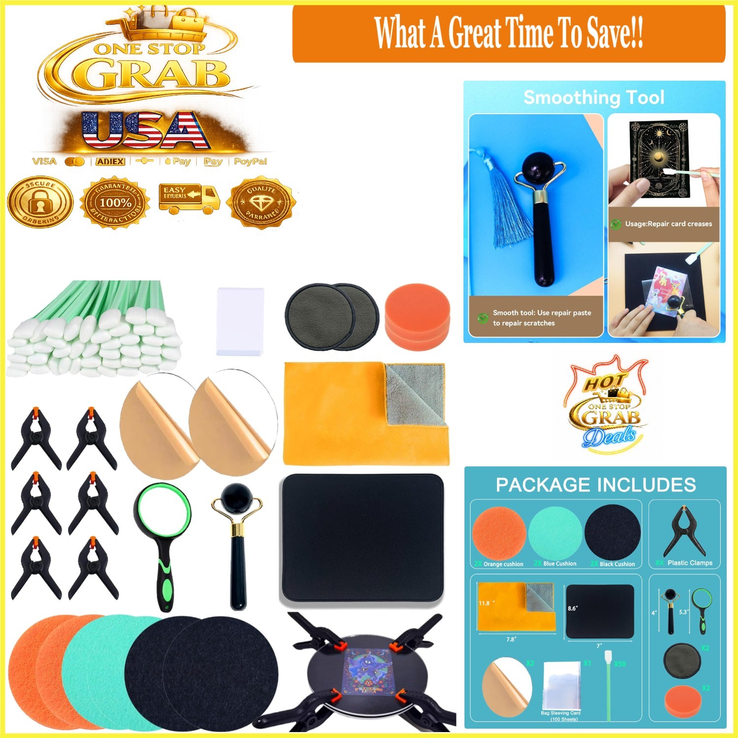 174 Pcs Trading Card Care Kit Includes Cleaning, Flattening & Repair Tools