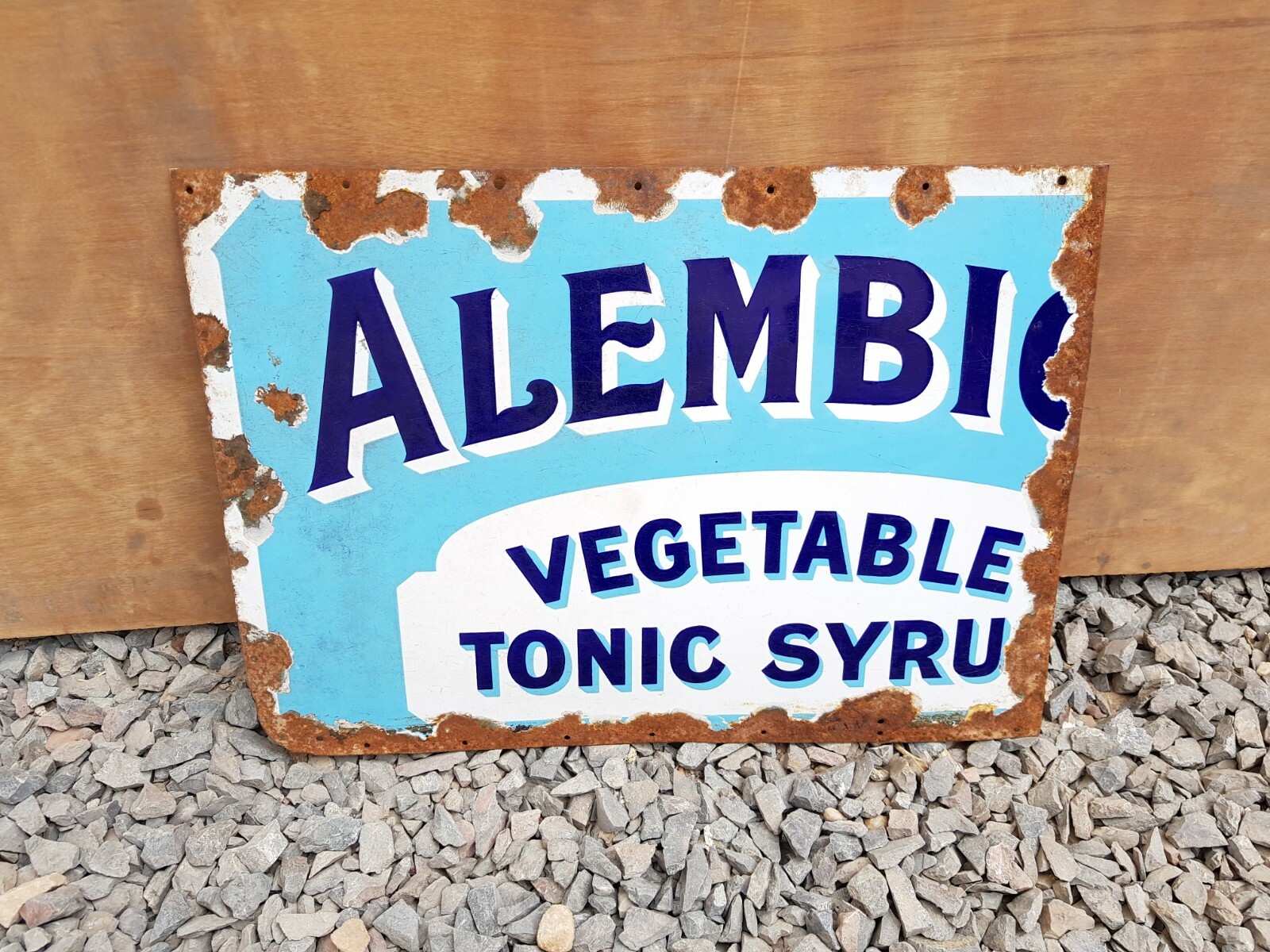 1930s Vintage Original Alembic Vegetable Tonic Syrup Enamel Sign England EB107