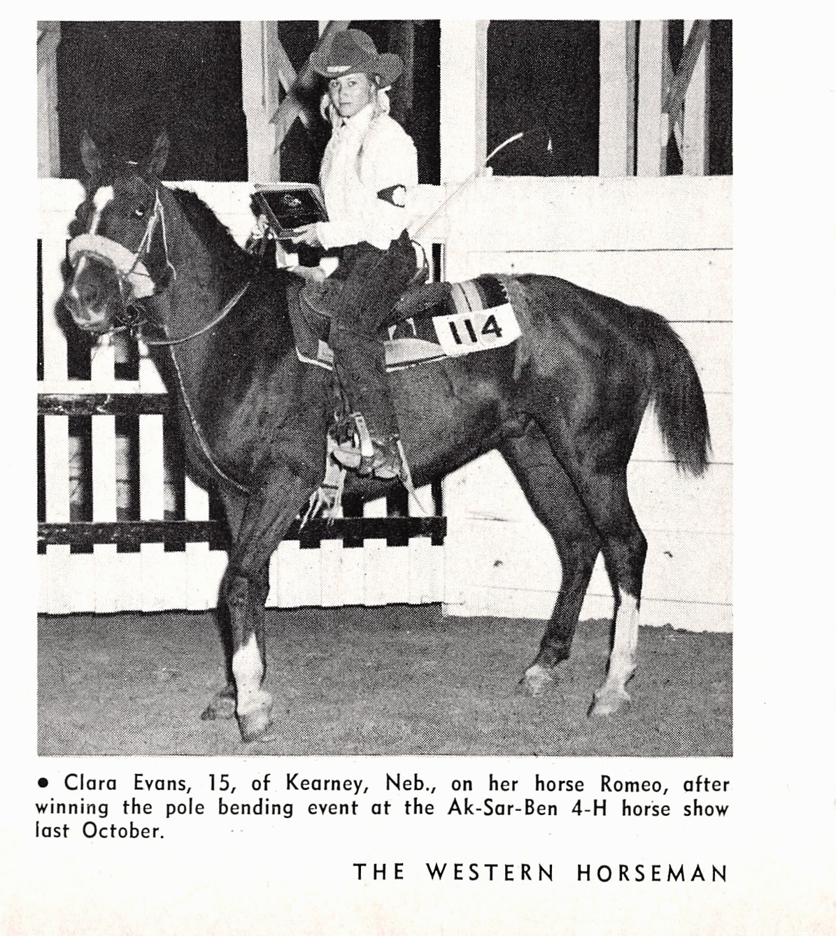 Clara Evans & Horse Romeo at Ak-Sar-Ben 4-H Horse Show Omaha NE 1971 Mag Image