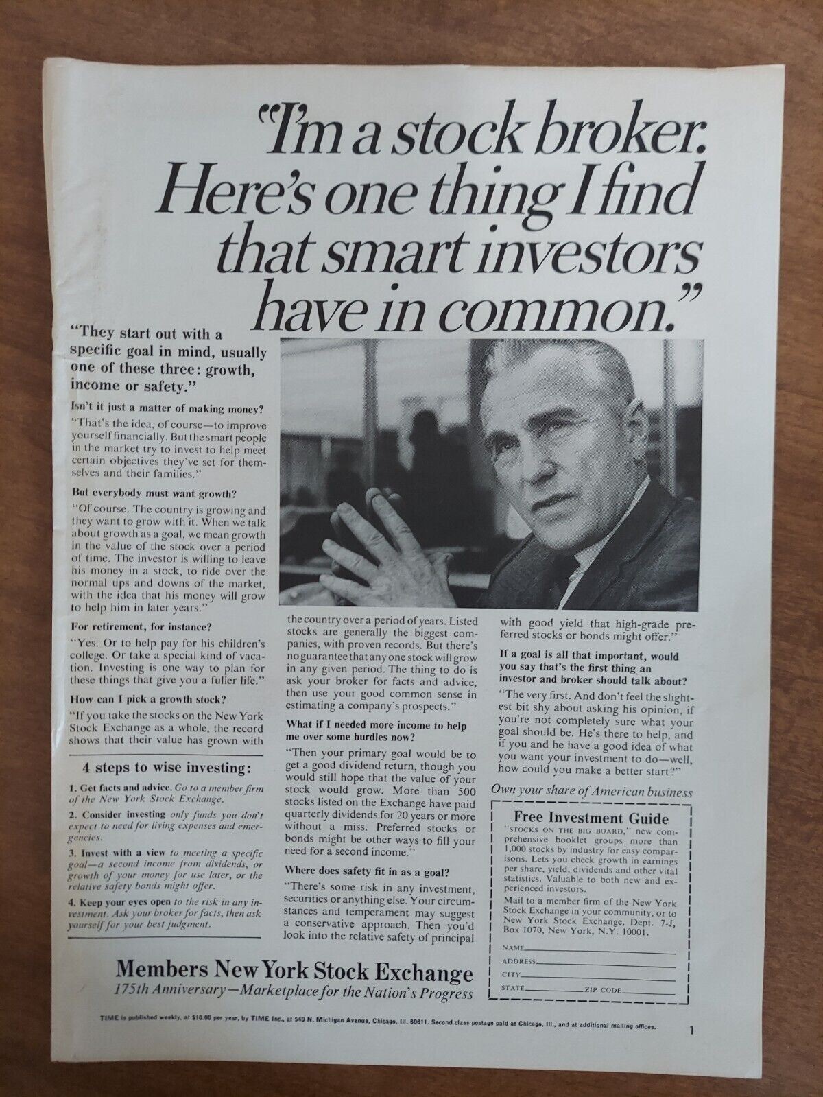 Members New York Stock Exchange Stockbroker Quote Goals 1967 Vintage Print Ad