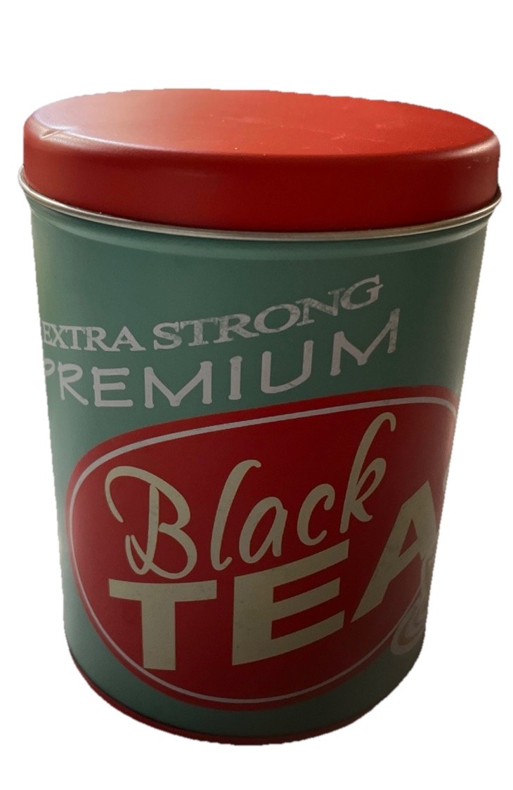 Vintage Retro Extra Strong Premium Black Tea Tin Kitchen Storage Canister 5.75”