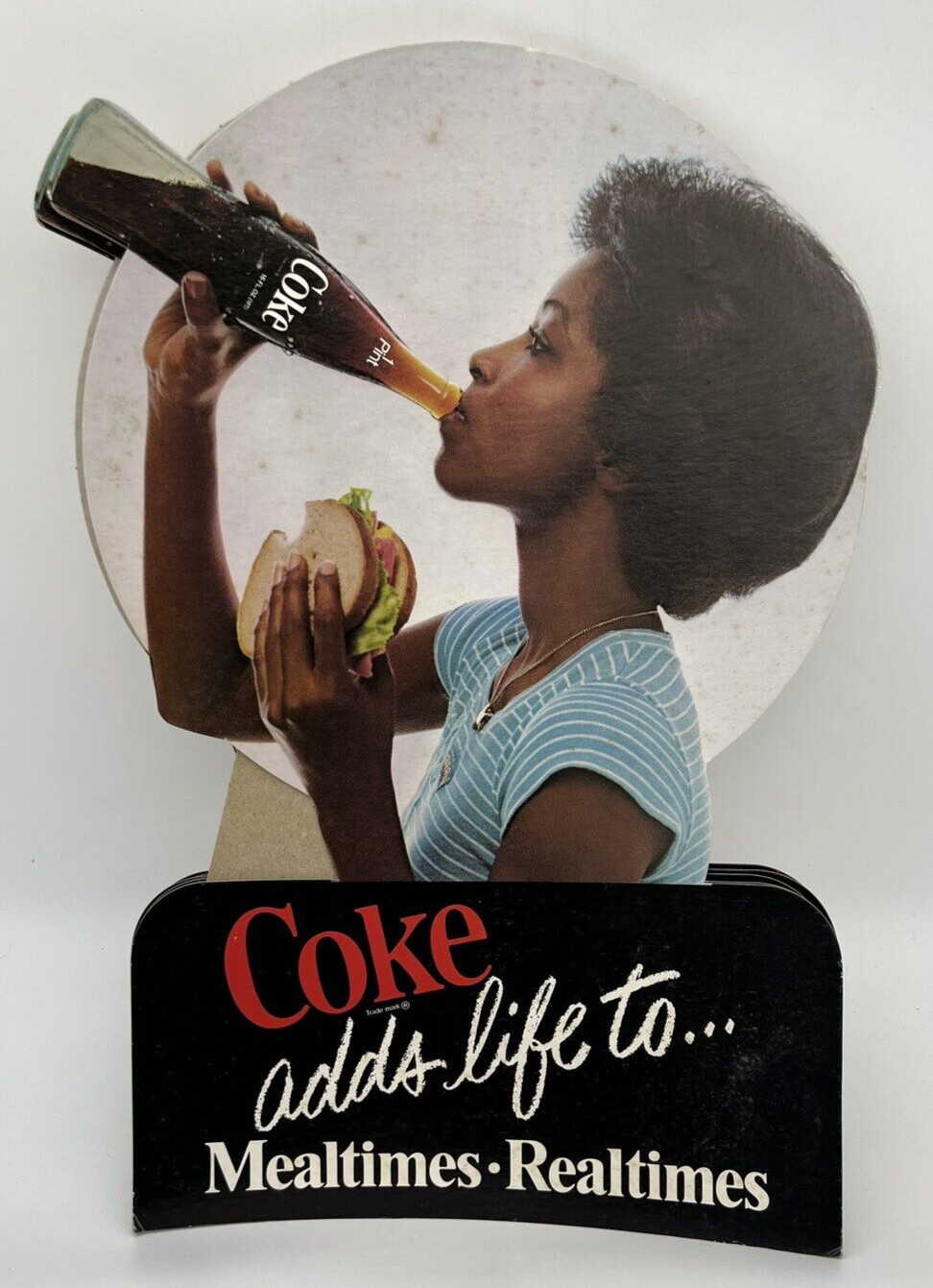 Vintage Printed Counter Card Ad Coke Adds Life To Mealtimes Realtimes – 70s