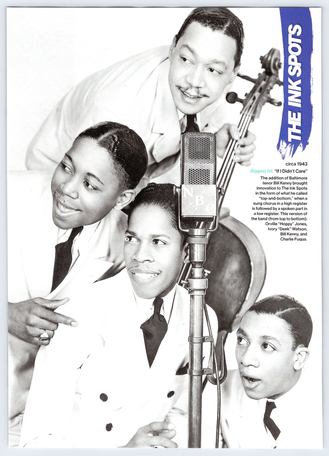 THE INK SPOTS 8″X11″ Magazine Clipping Page Photo M455