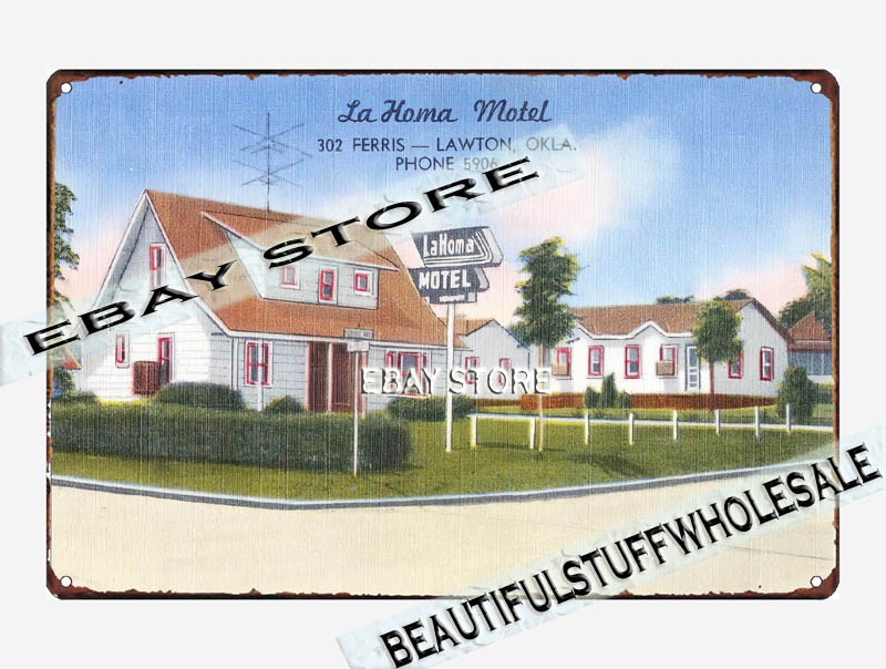 1930-45 La Homa Motel, 302 Ferris Lawton, Oklahoma, phone 5906 tin sign
