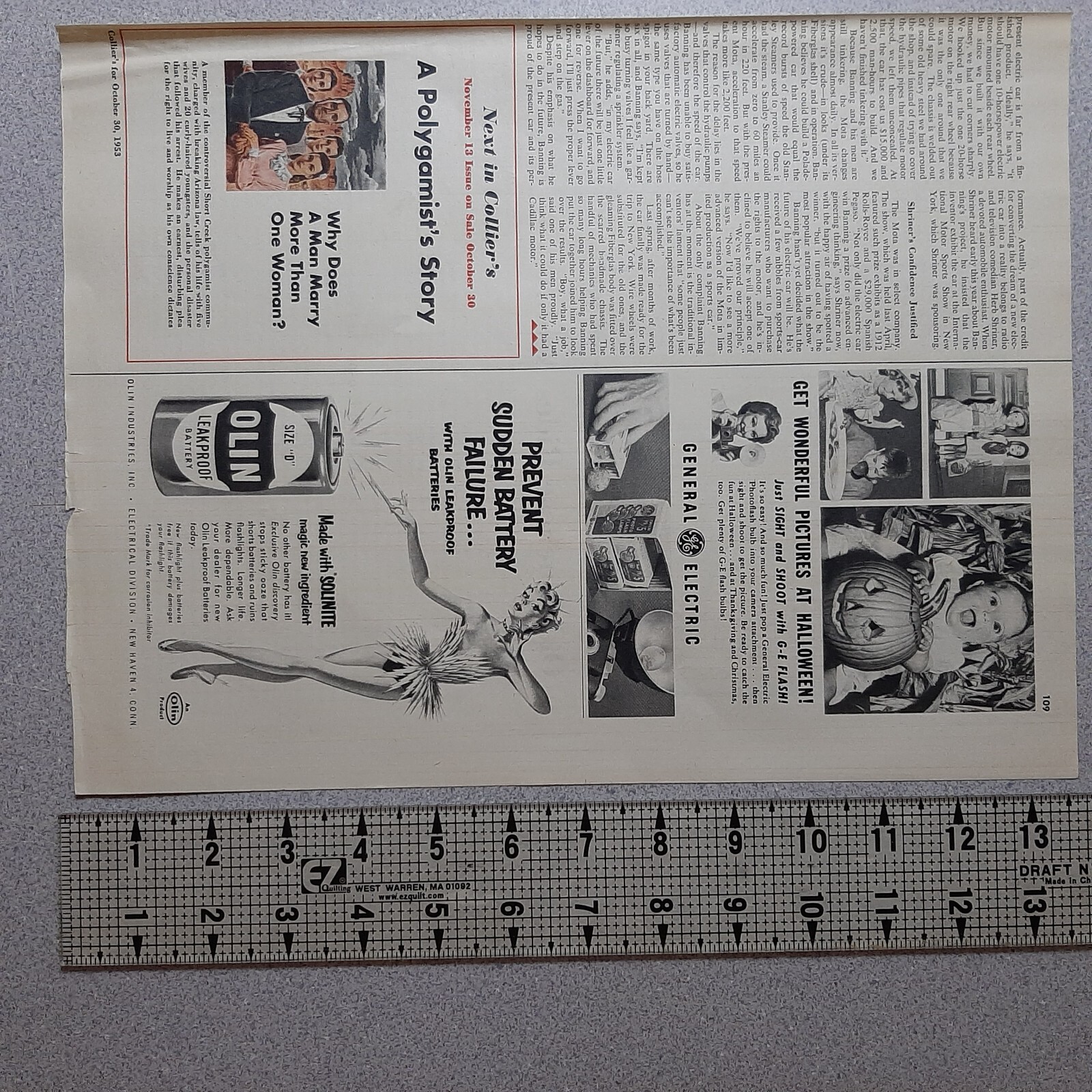 1953 Olin Battery Vintage Print Ad Leakproof D Flashlight Genie New Haven CT