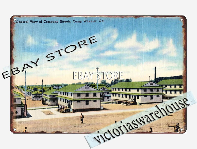 1930-45 company streets, Camp Wheeler, Georgia tin sign decorative wall pieces