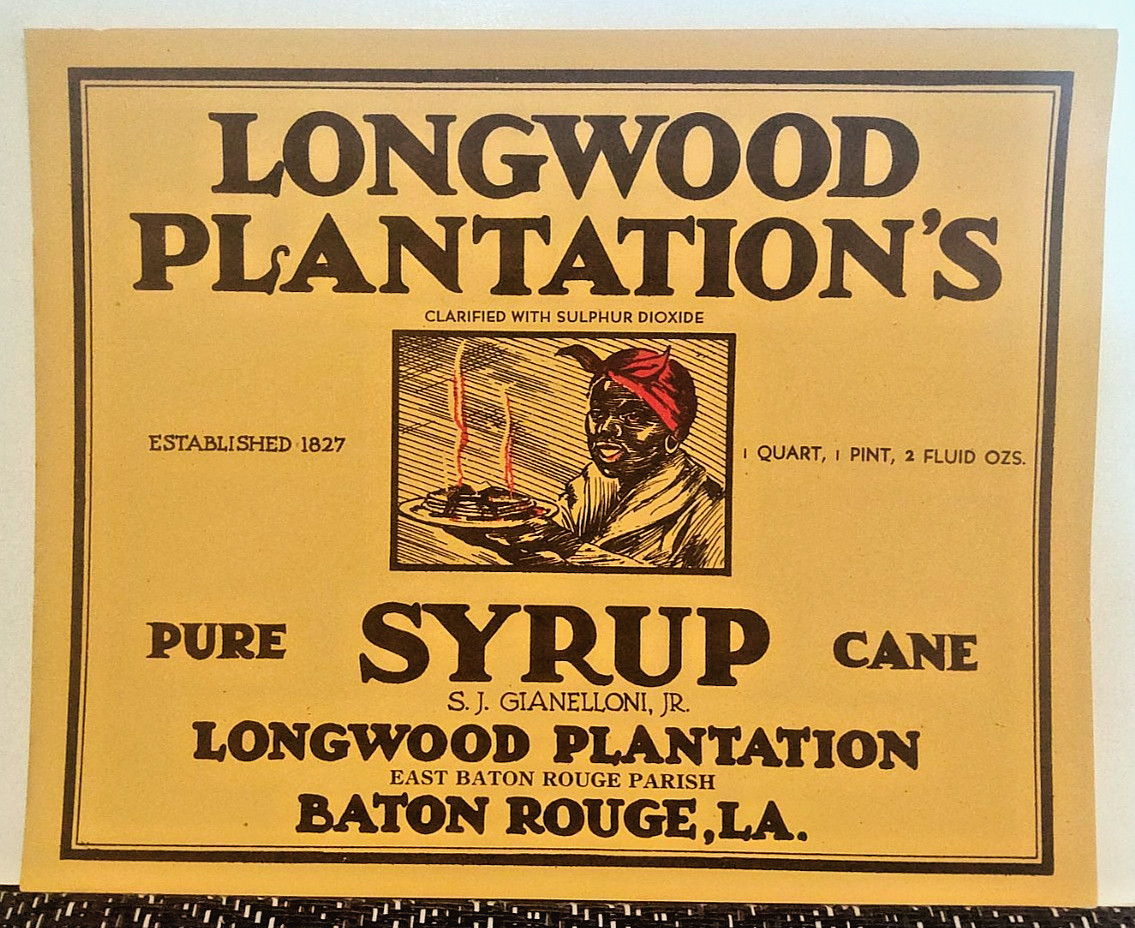 Longwood Plantation’s Syrup Original Vintage NOS 6 1/4″ X 5″