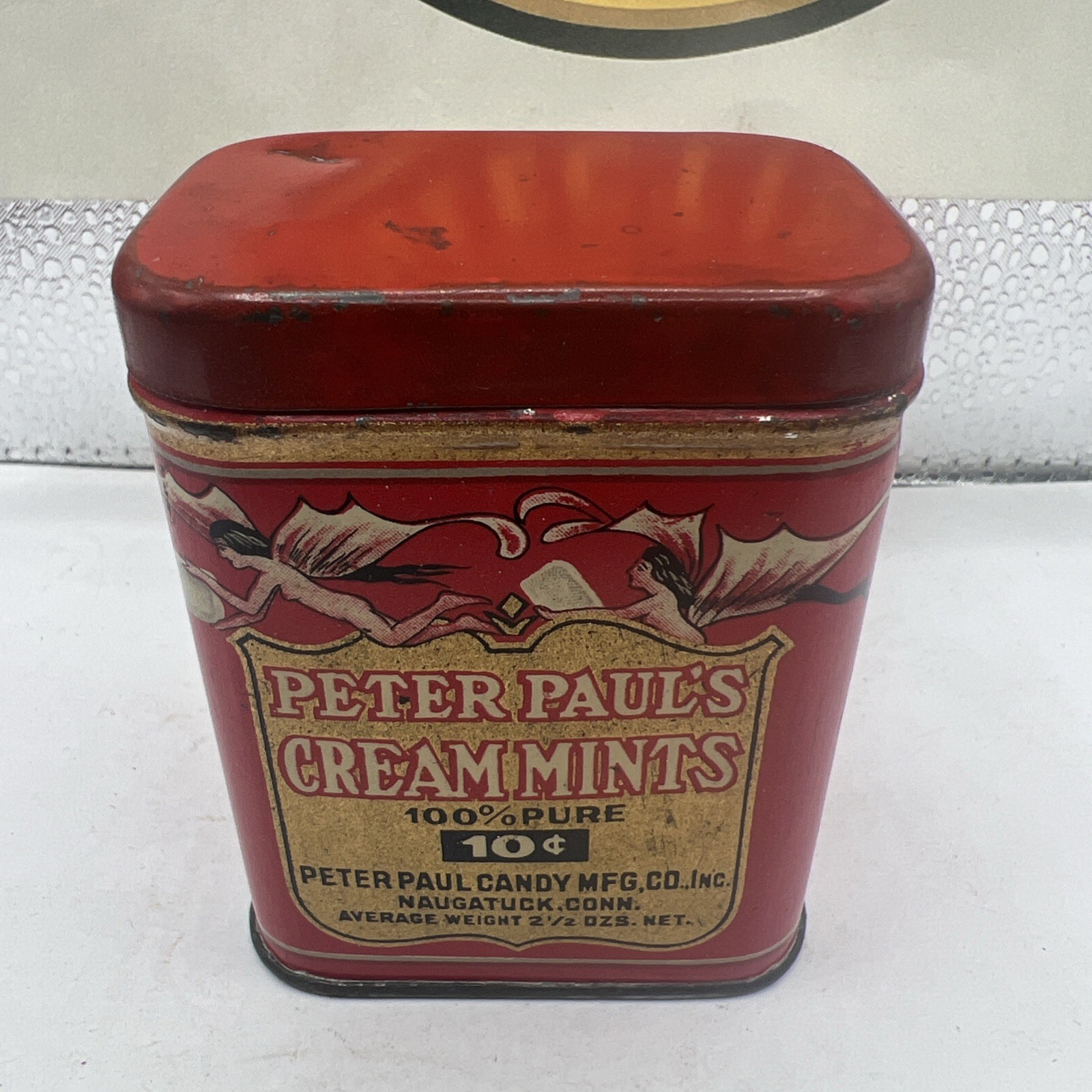 Vintage Peter Pauls Cream Mints Tin 2.5 oz Candy Graphics Kitchen Decor Display