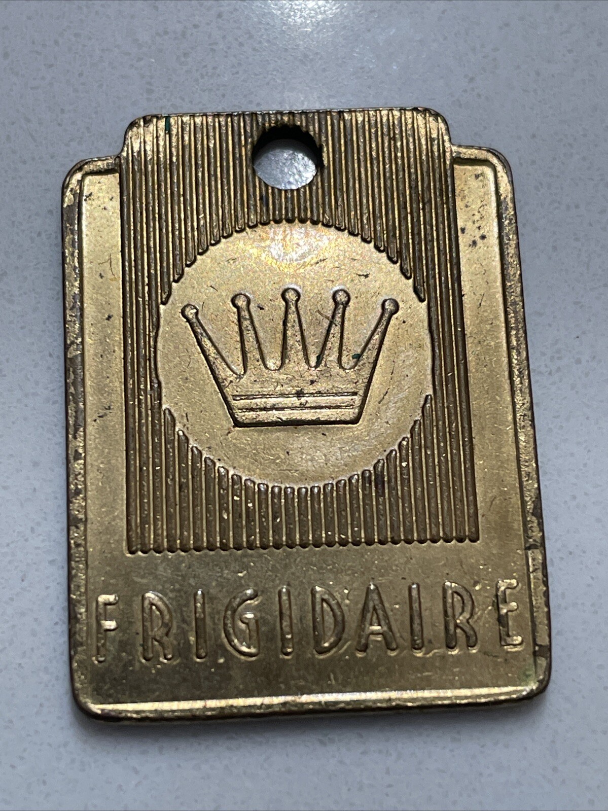 Vintage Frigidaire Appliance Advertising Brass Key Fob Medallion Return Postage