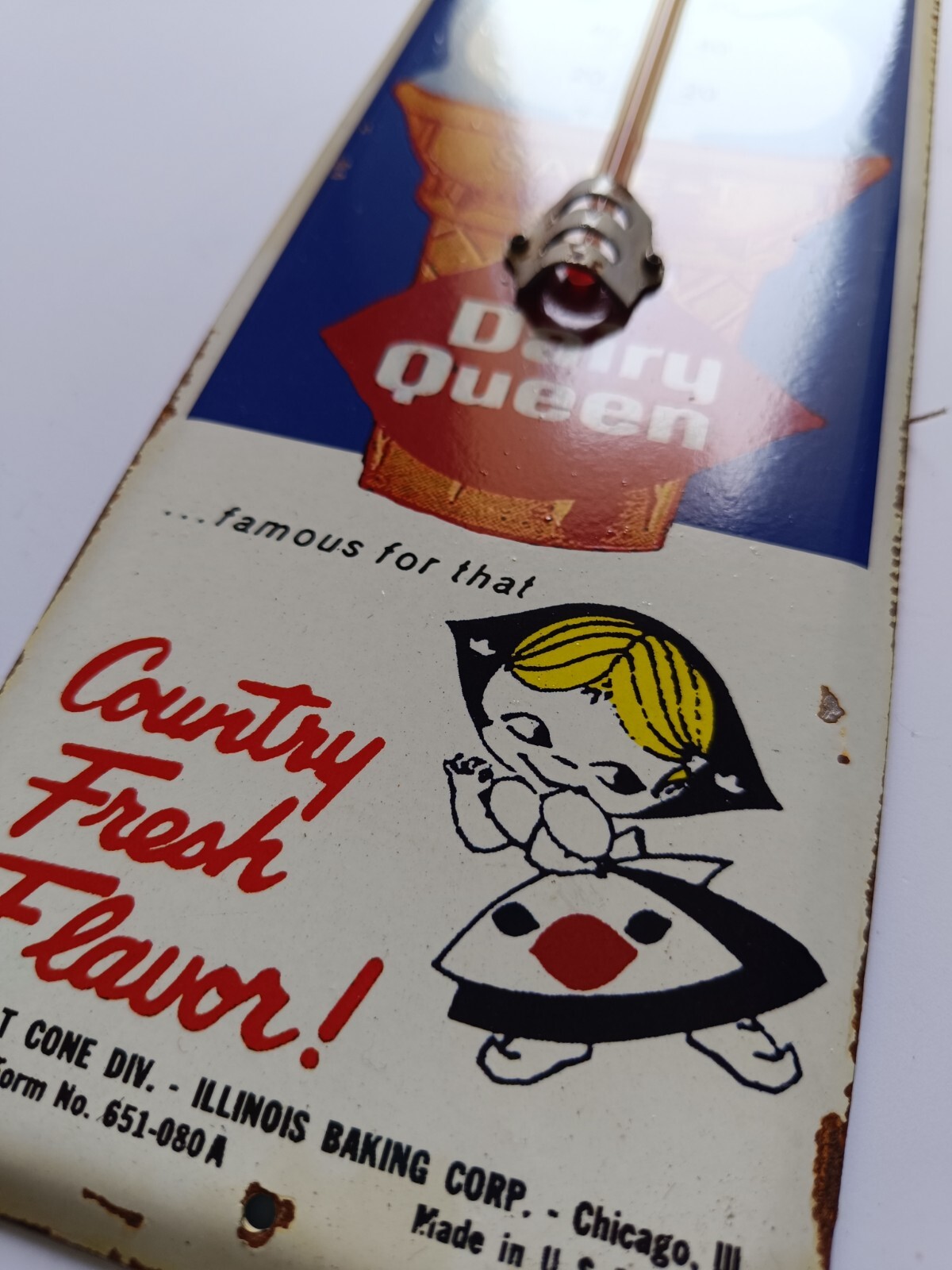 Vintage Glass Thermometer No porcelain Dairy Queen SAFE T CUP ice Cream