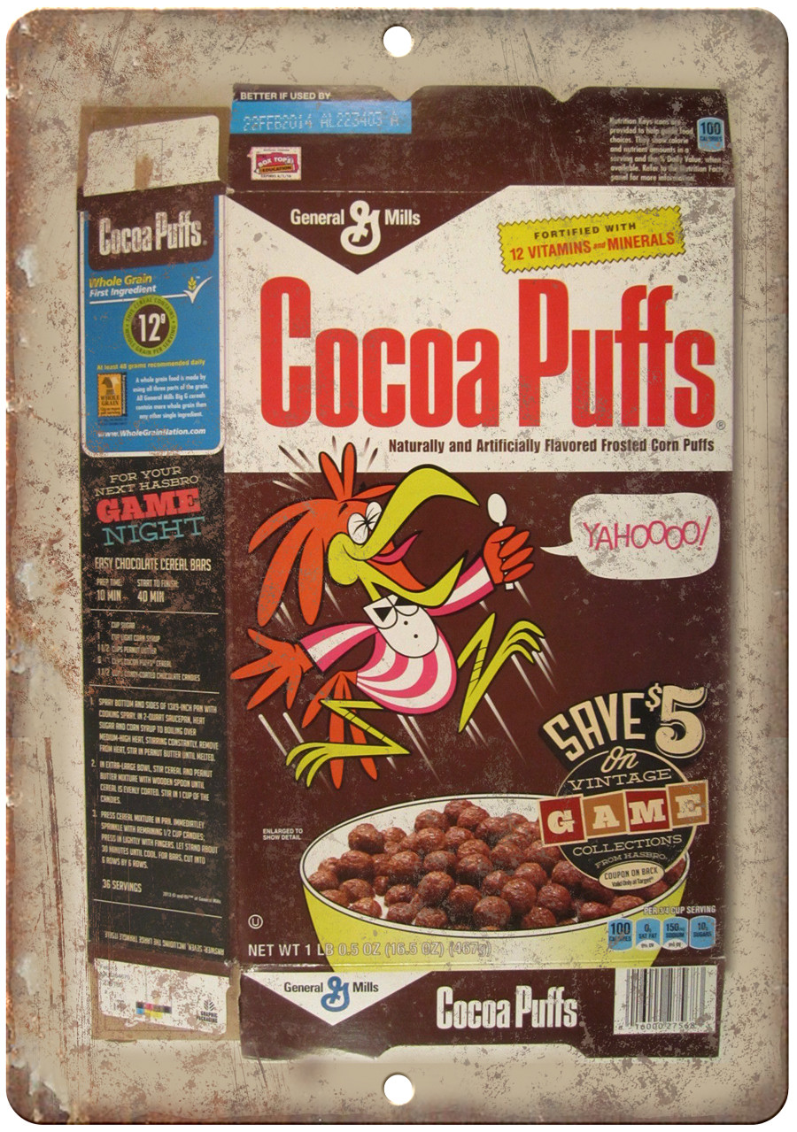 Cocoa Puffs Vintage Cereal Box Art 12″ x 9″ Reproduction Metal Sign N381