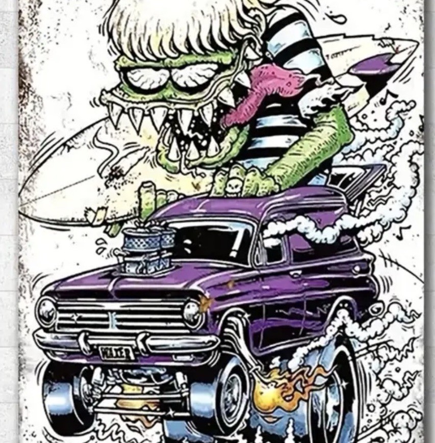 🔥 Ed Roth Rat Fink Monster Hot Rod 8×12” Metal Sign Surfing Muscle Car Man Cave