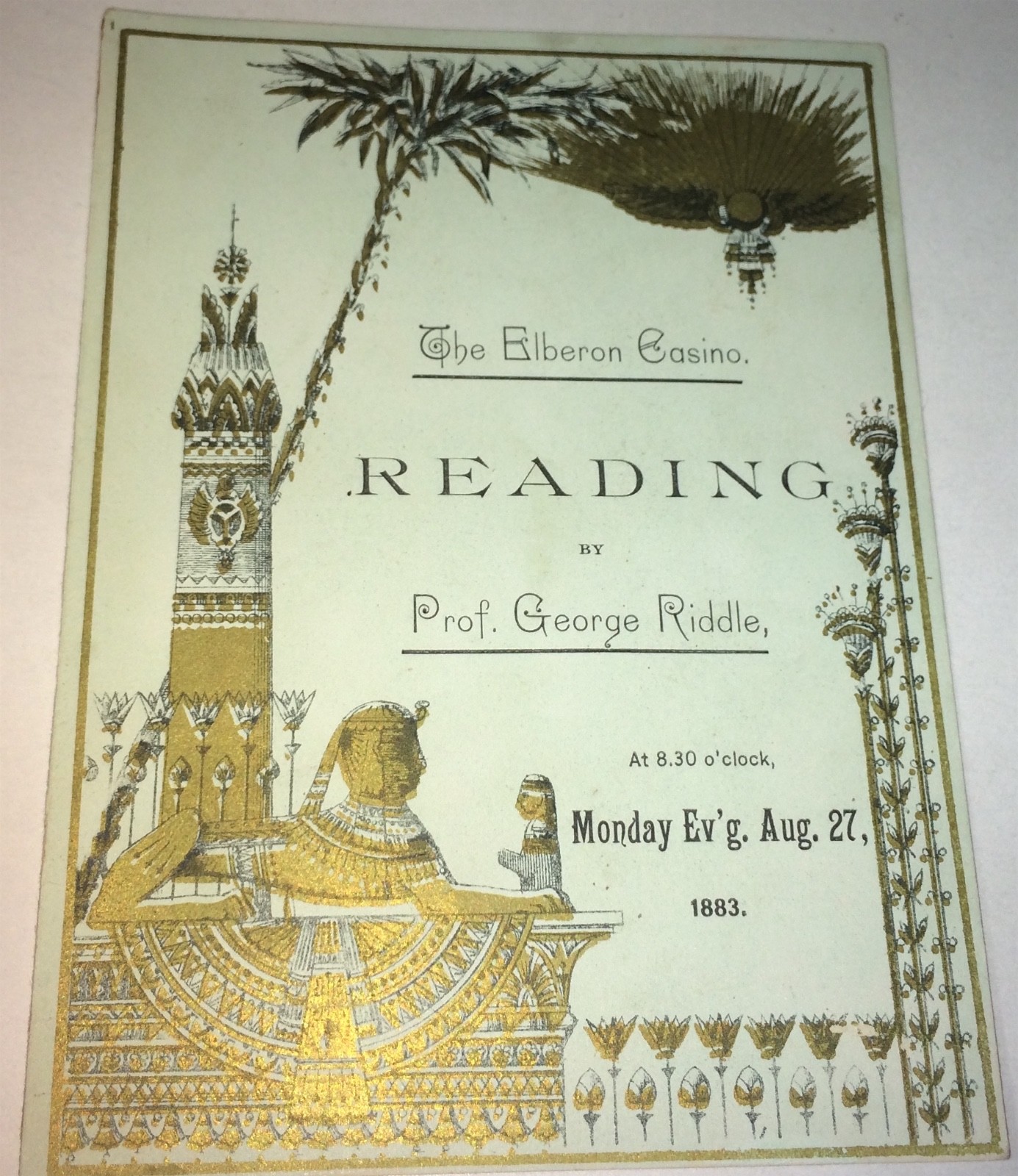 Rare Antique Victorian American Reading By George Riddle Advertising Trade Card!