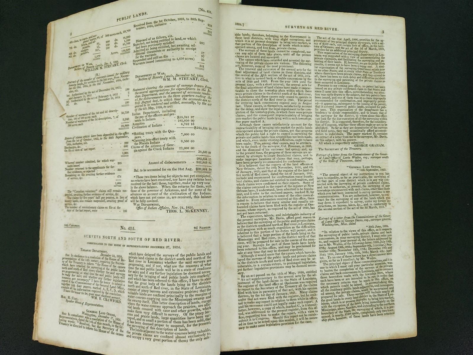 1834 antique AMERICAN STATE PAPERS history PUBLIC LANDS claim plan settlement v4