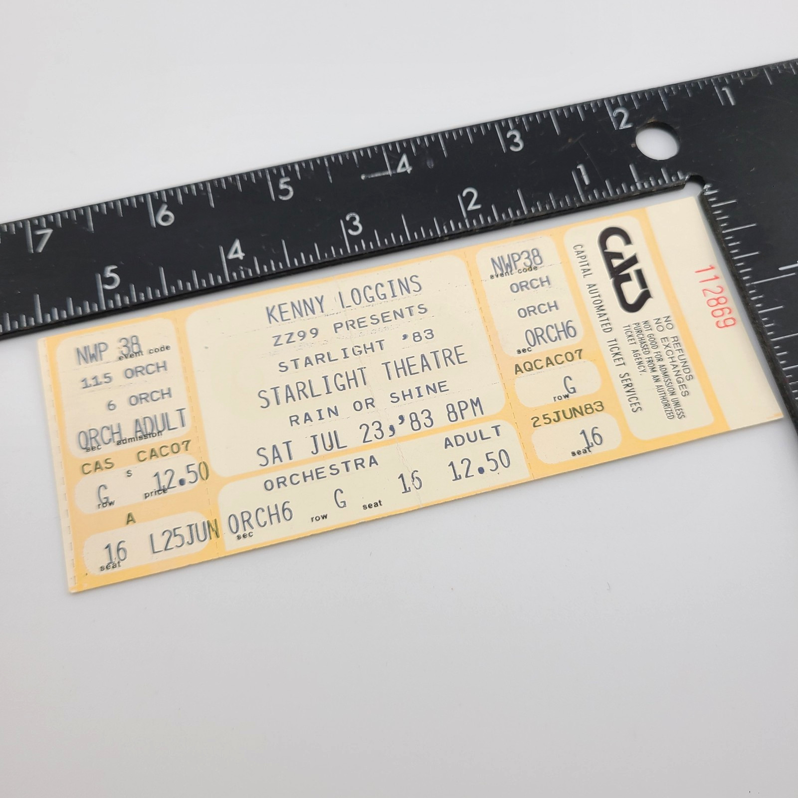 Kenny Loggins Concert Ticket 1983 Starlight Theatre Kansas City Missouri