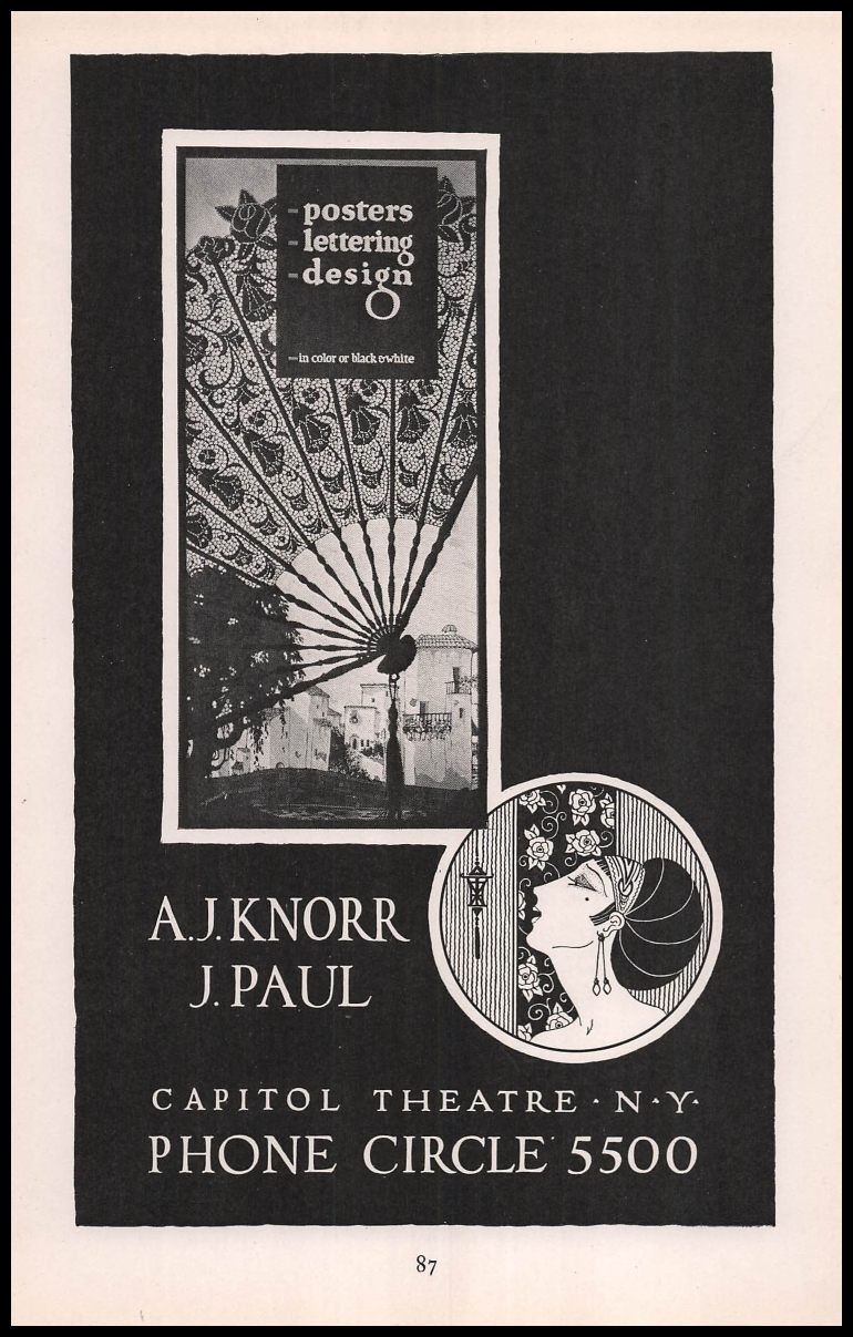 1924 A. J. Knorr J. Paul New York Posters Lettering Design Art Nouveau Print Ad