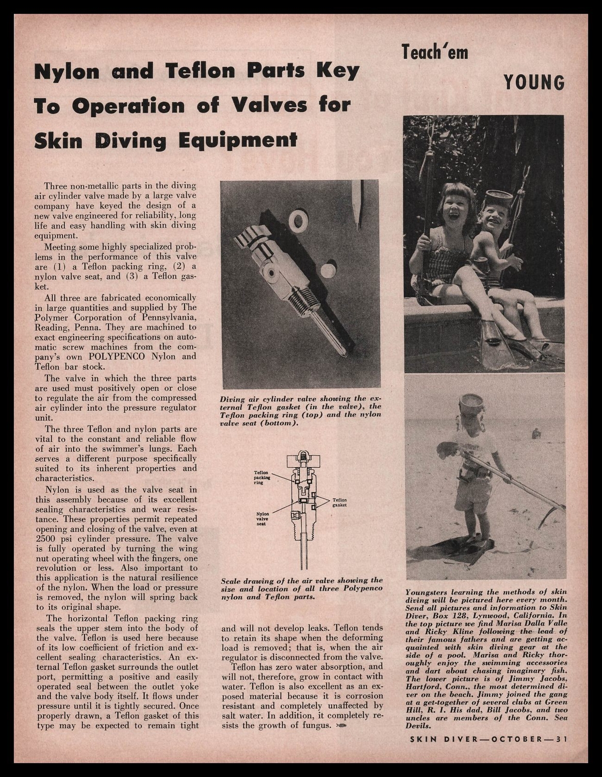 1956 Polymer Corp Reading PA Polypenco Nylon & Teflon Bar Stock Article Print Ad