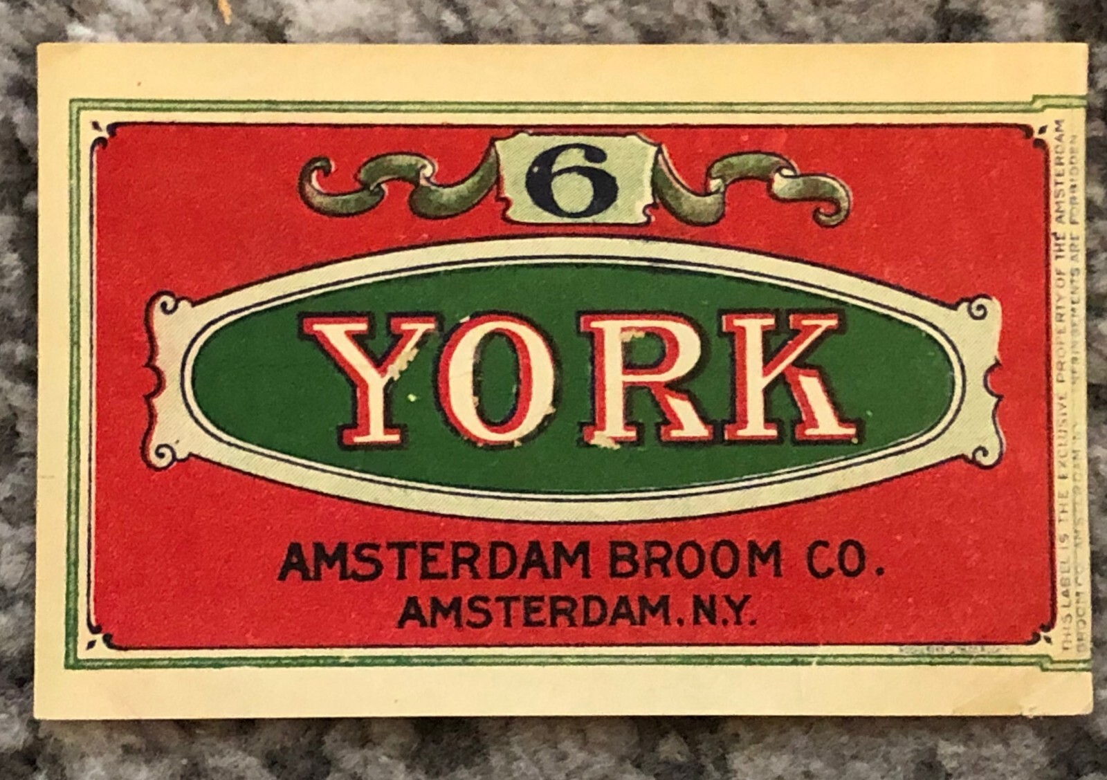 Original 1930’s York Broom Label Amsterdam NY – Antique Industrial Advertising