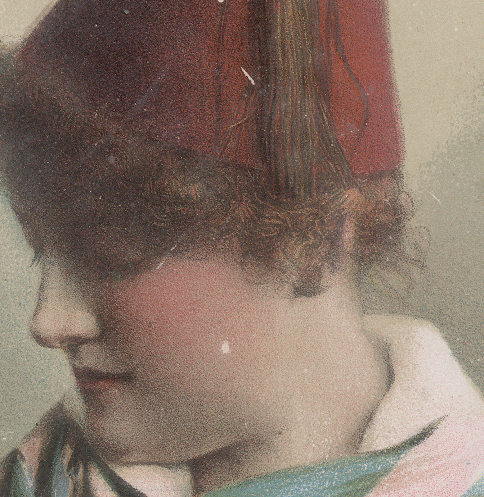 OLD JUDGE CIGARETTES TRADE CARD, GOODWIN & CO. NY. LADY WEARING A RED FEZ C77