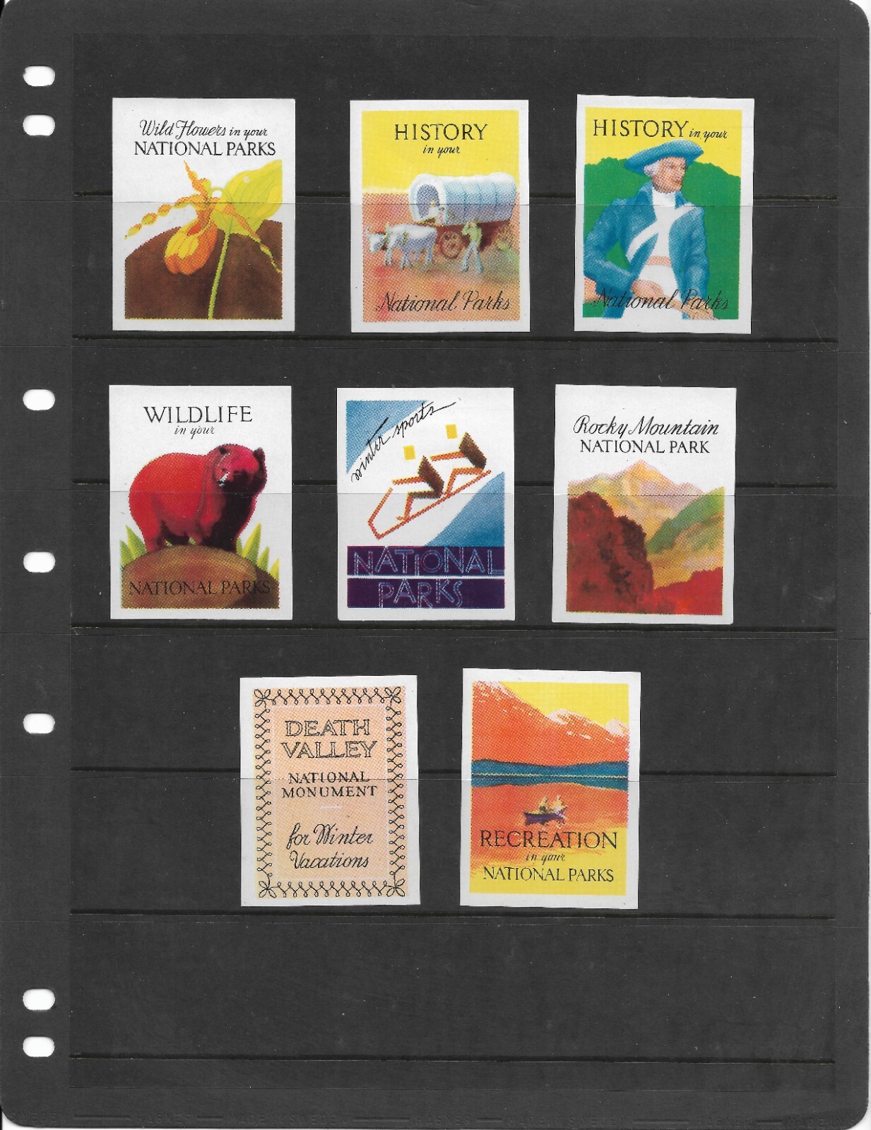 8 Different National Park Labels, Mint (51306)