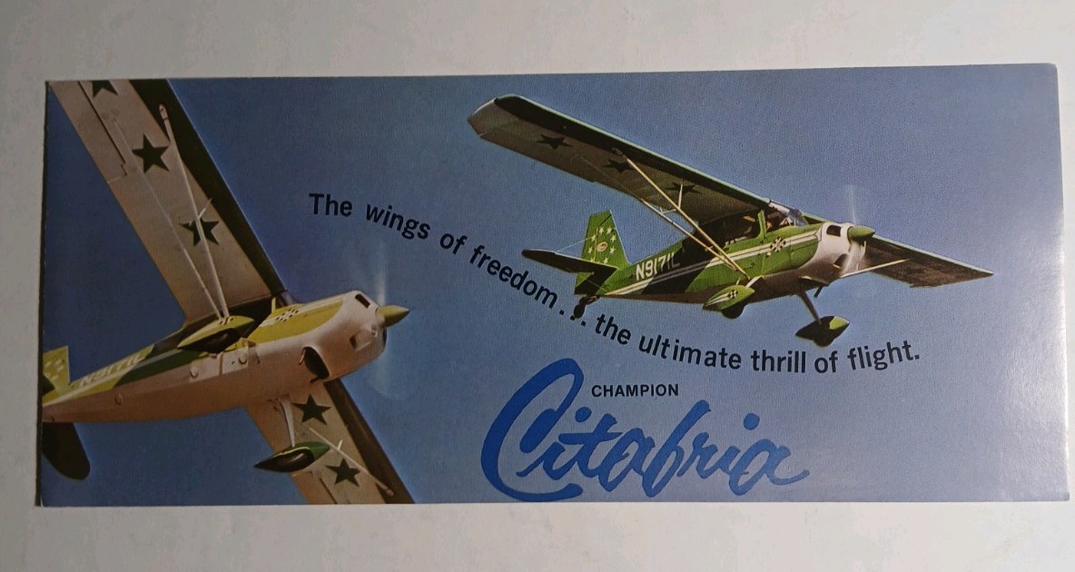 Champion Citabria Vintage PRINT AD Aircraft Brochure Pamphlet Rare