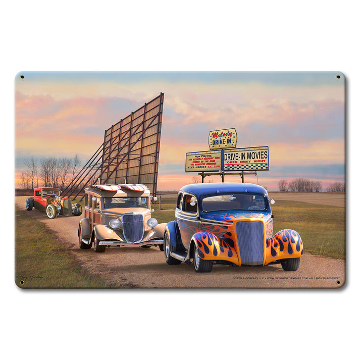 Drive In Metal Sign 18in X12in