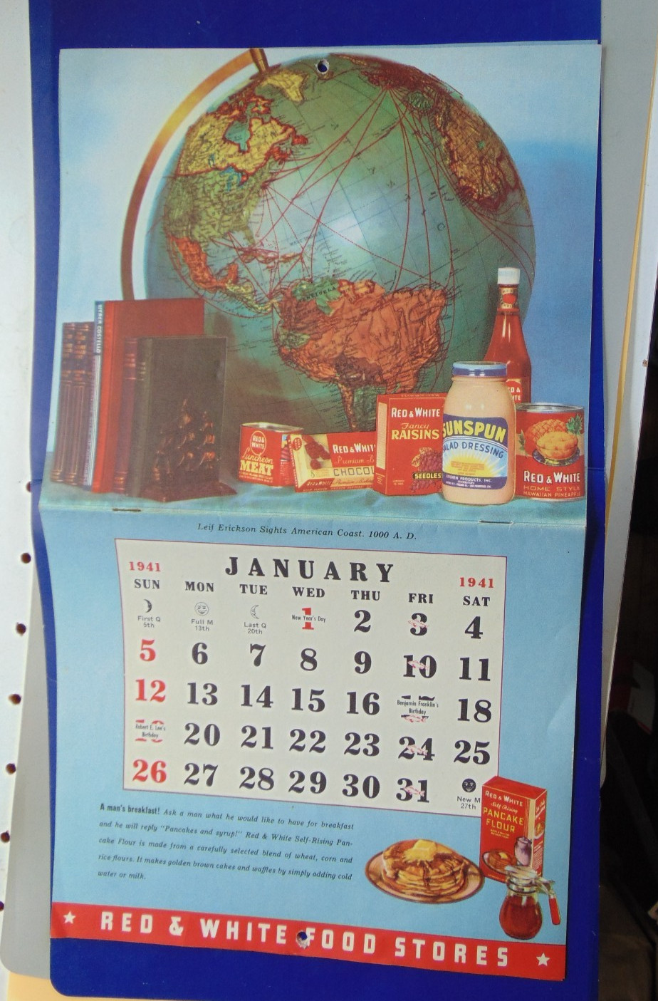 1941 Advertising Calendar ,Red &White Food Stores