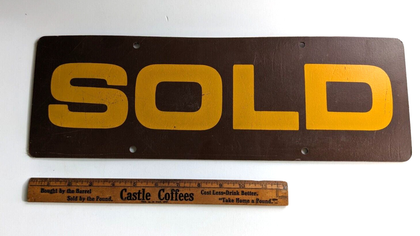 Vintage Plastic Sold Sign With Holes for Mounting or Hanging Auctions AA97