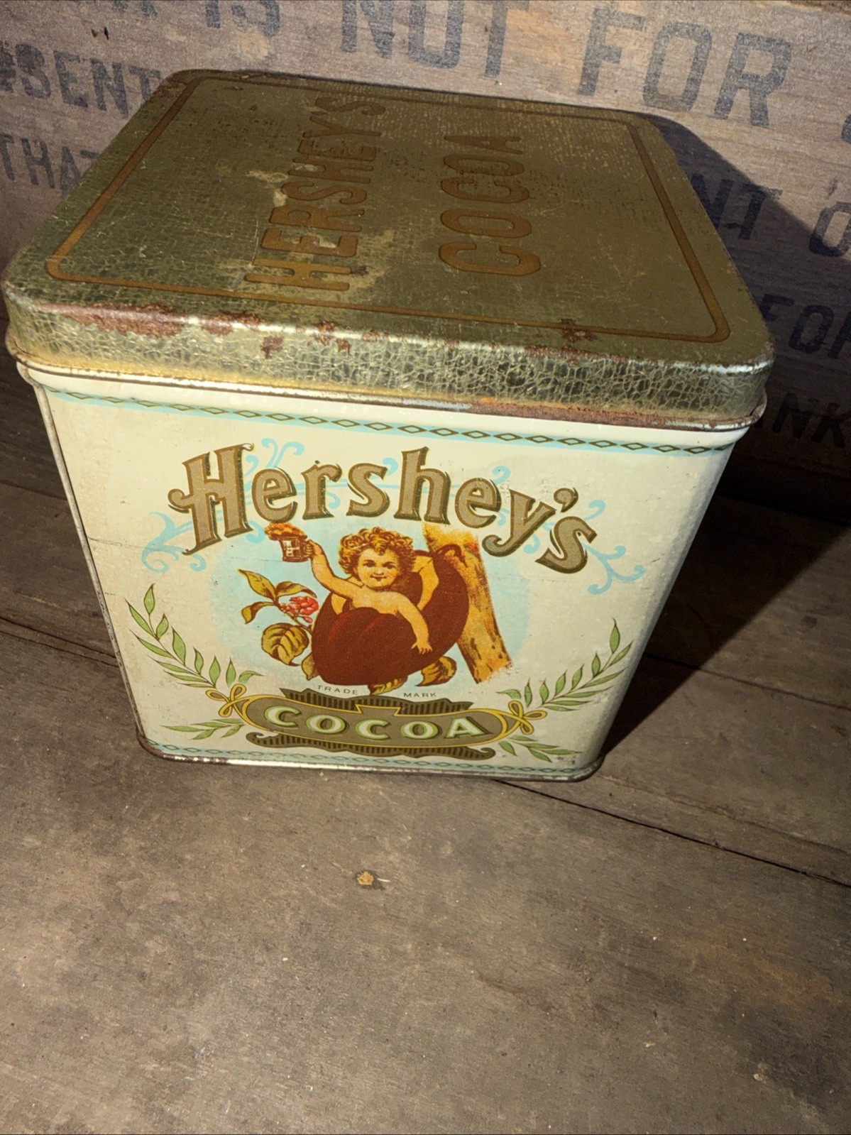 Bristol Ware Vintage Hersheys Hot Cocoa Metal Tin White