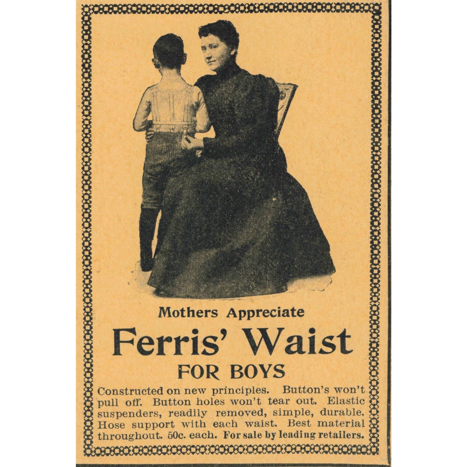 Victorian 1895 Print Ad Ferris’ Waist for Boys 2T1-56