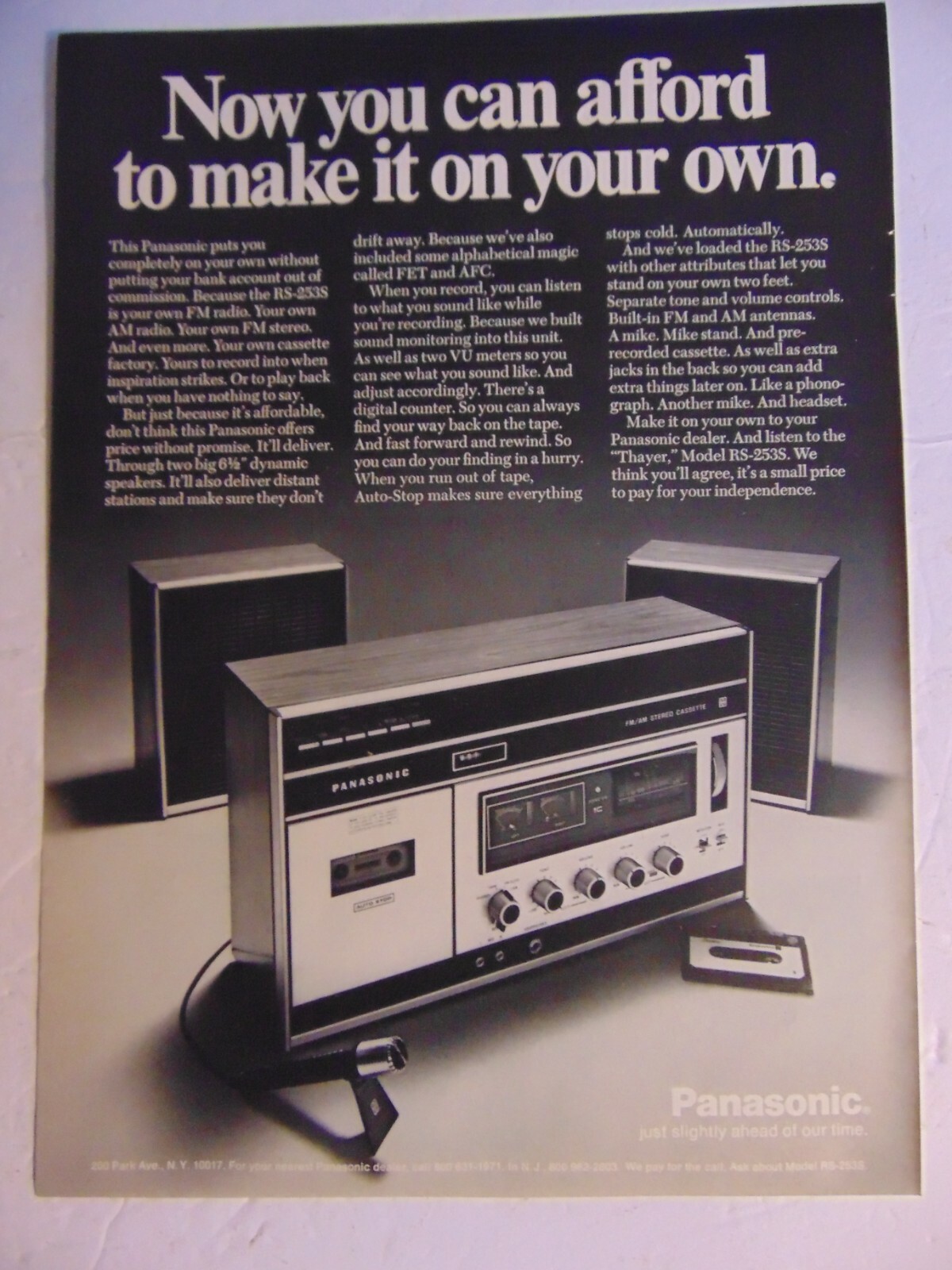 1971 PANASONIC RS 253S AM-FM Cassette You can Afford To Make It Your’s print ad