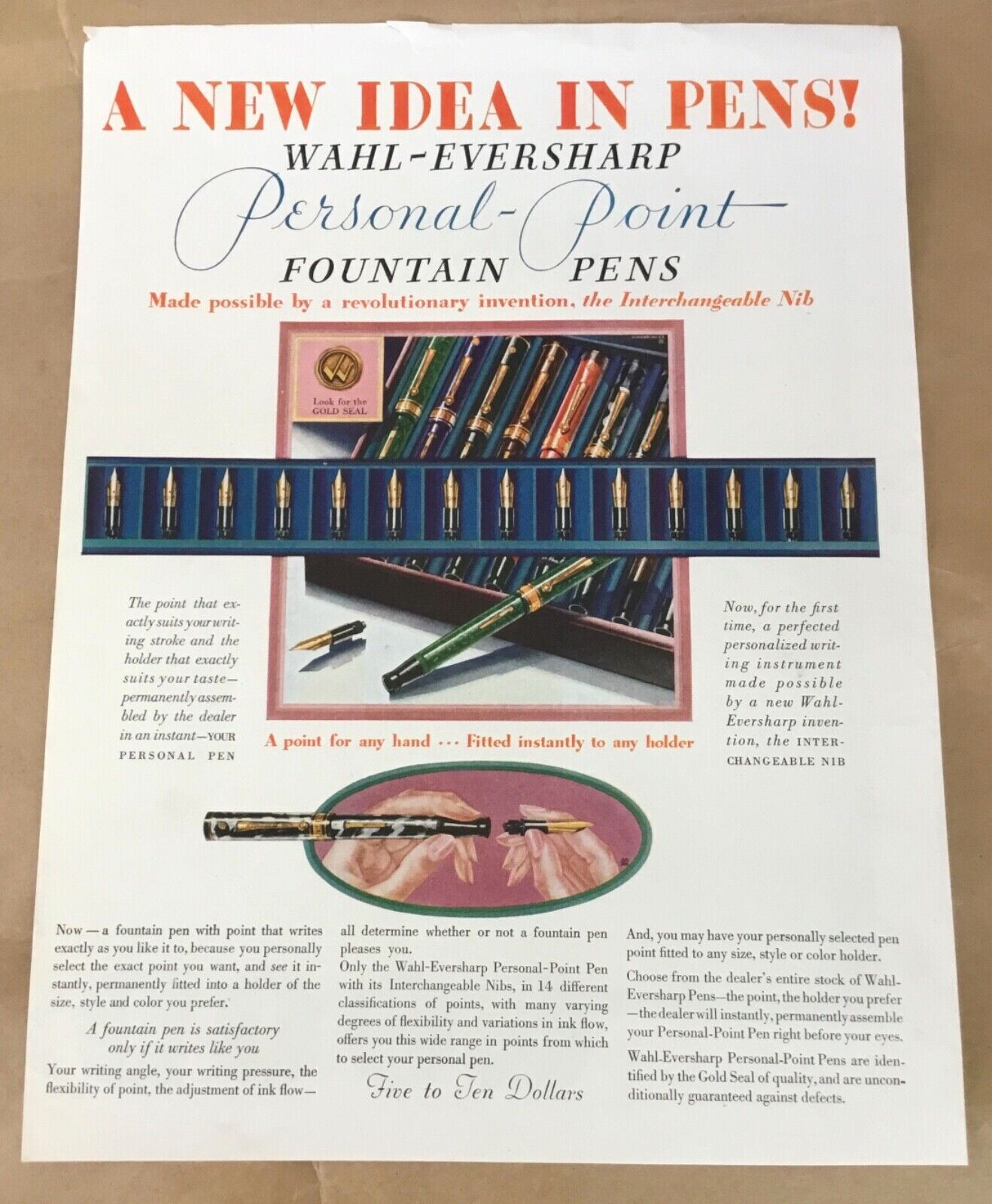 Personal Point fountain pens ad 1929 orig vintage print 1920s art illustration