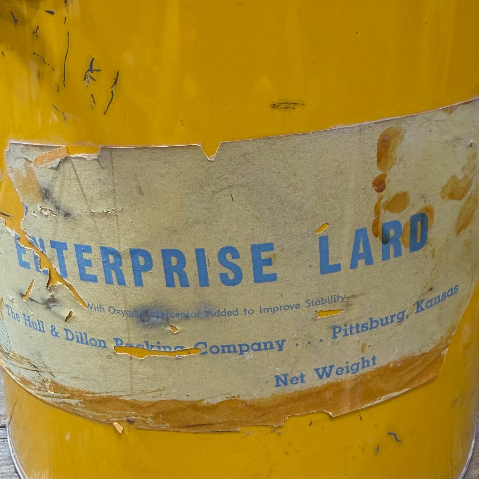1920s-40s The Hull & Dillon Packing Co., Enterprise Lard, Empty Tin