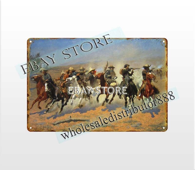 1889 art A Dash for the Timber by Frederic Remington metal tin sign wall art